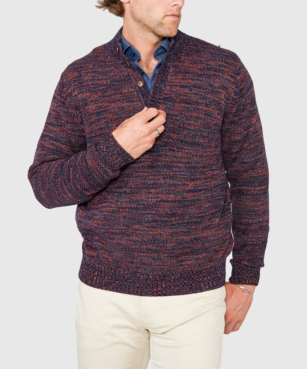 Chenille Button Mock Sweater