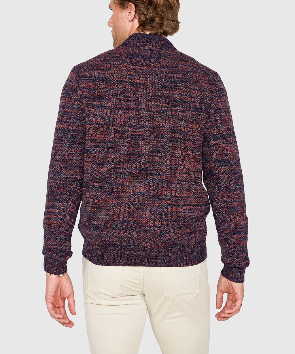Chenille Button Mock Sweater
