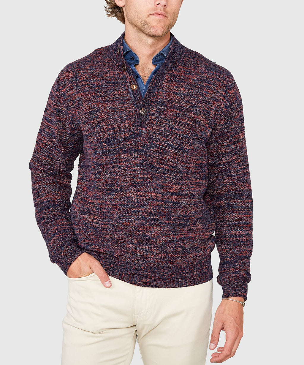Chenille Button Mock Sweater