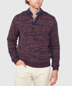 Chenille Button Mock Sweater