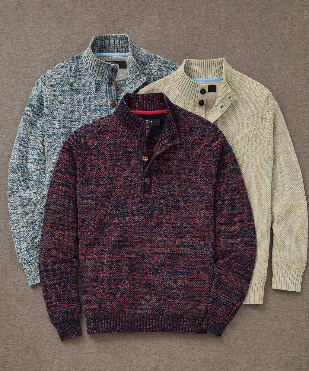 Chenille Button Mock Sweater