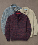 Chenille Button Mock Sweater