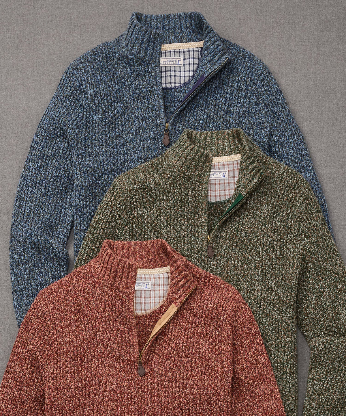 Tri-Color Quarter Zip Sweater