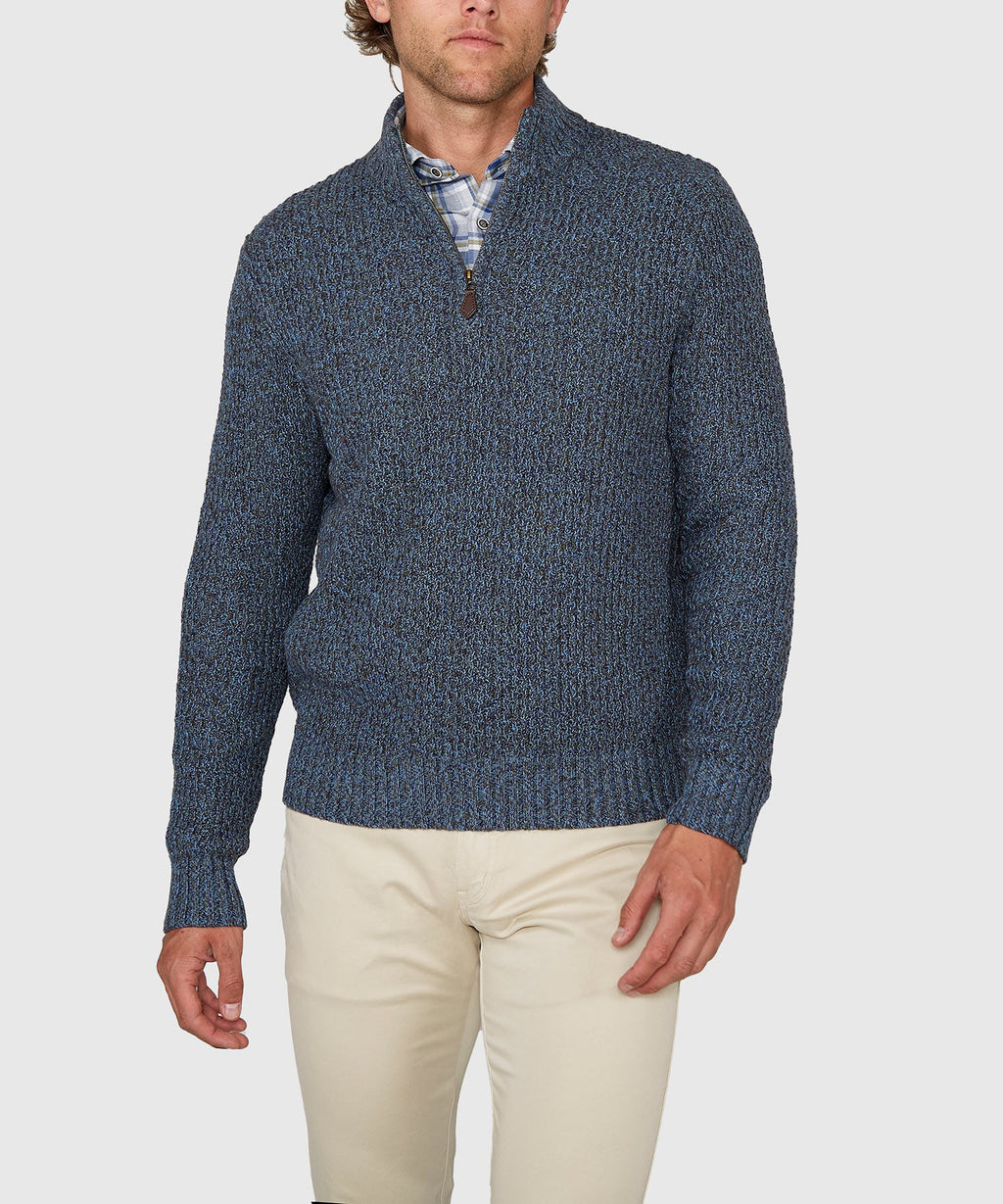 Tri-Color Quarter Zip Sweater