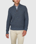 Tri-Color Quarter Zip Sweater