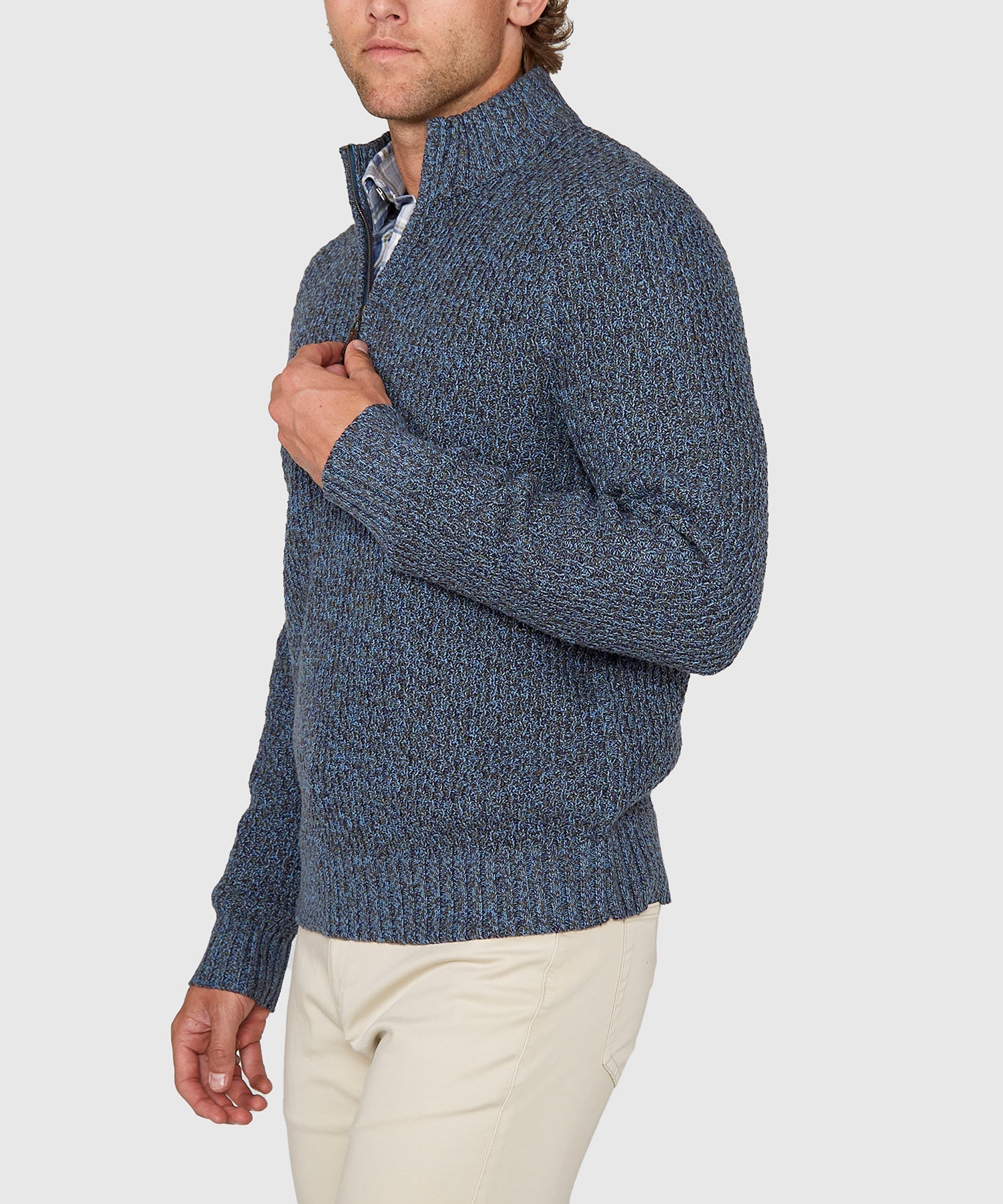 Tri-Color Quarter Zip Sweater