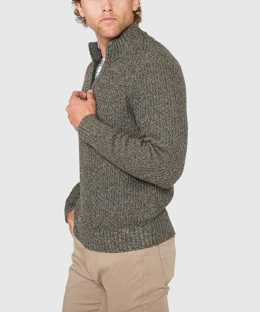 Tri-Color Quarter Zip Sweater
