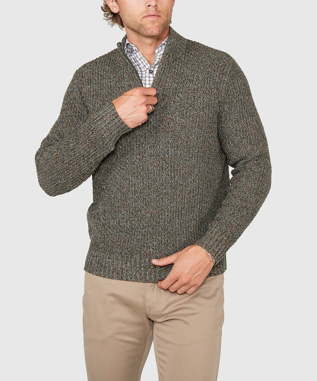 Tri-Color Quarter Zip Sweater