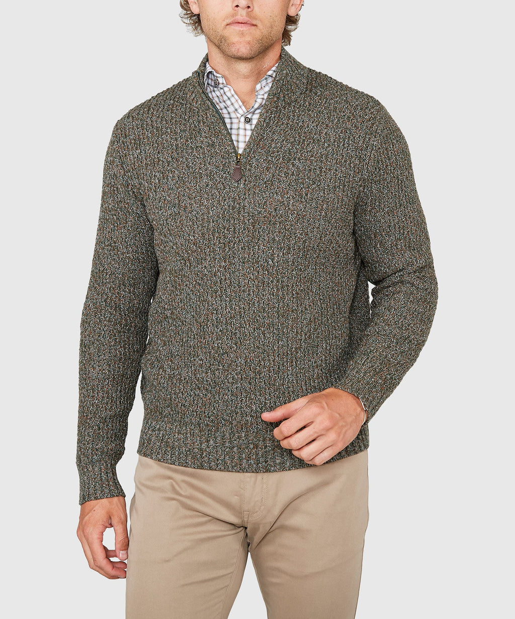 Tri-Color Quarter Zip Sweater
