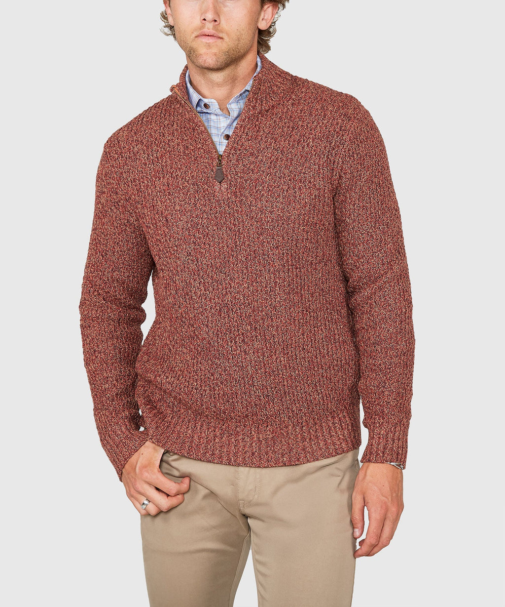 Tri-Color Quarter Zip Sweater