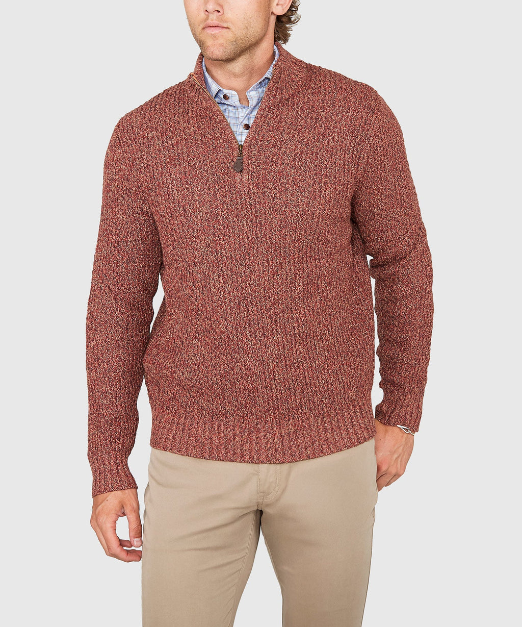 Tri-Color Quarter Zip Sweater