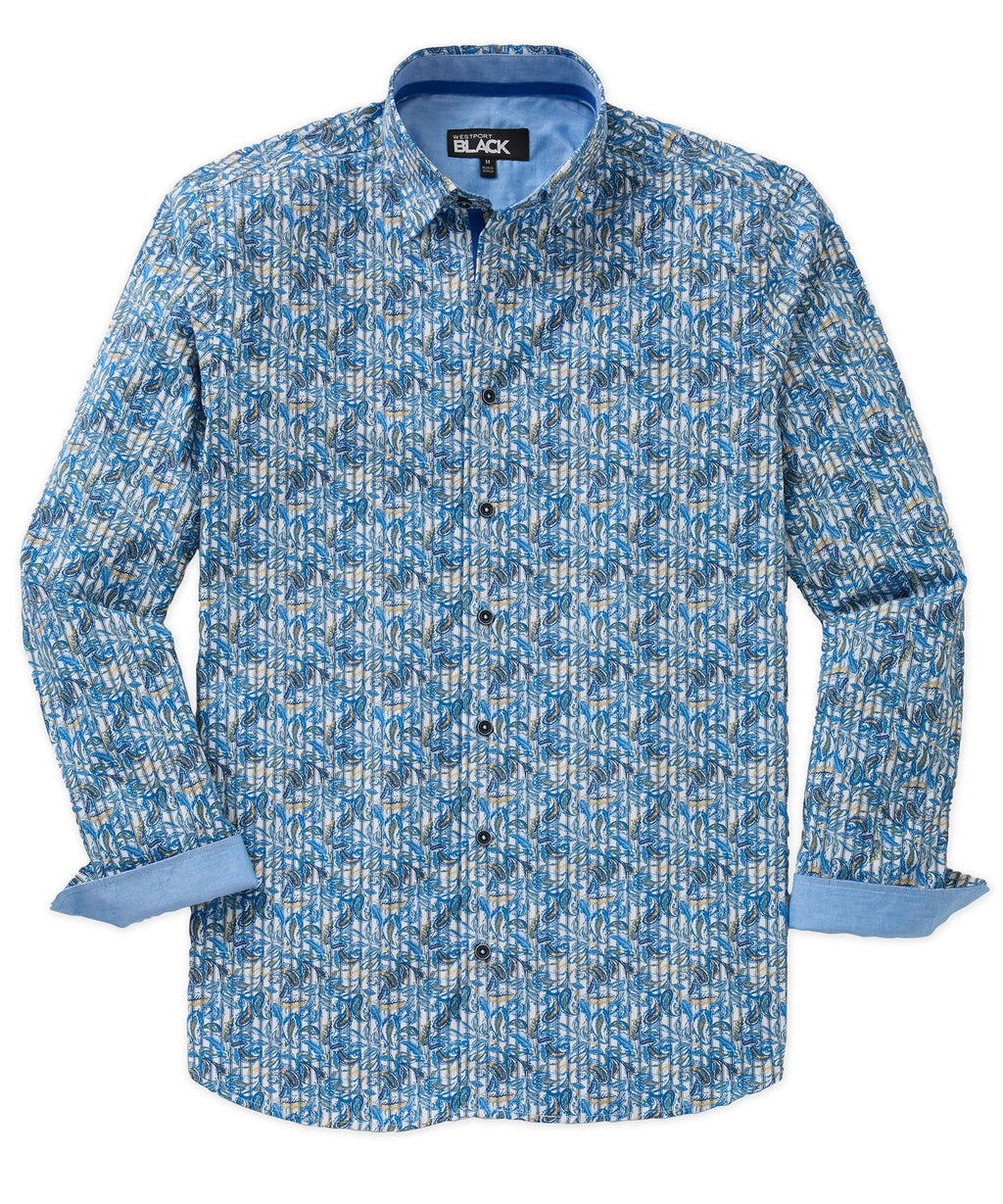 Long Sleeve Hidden Button Down Printed Sport Shirt – Multi