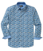 Long Sleeve Hidden Button Down Printed Sport Shirt – Multi