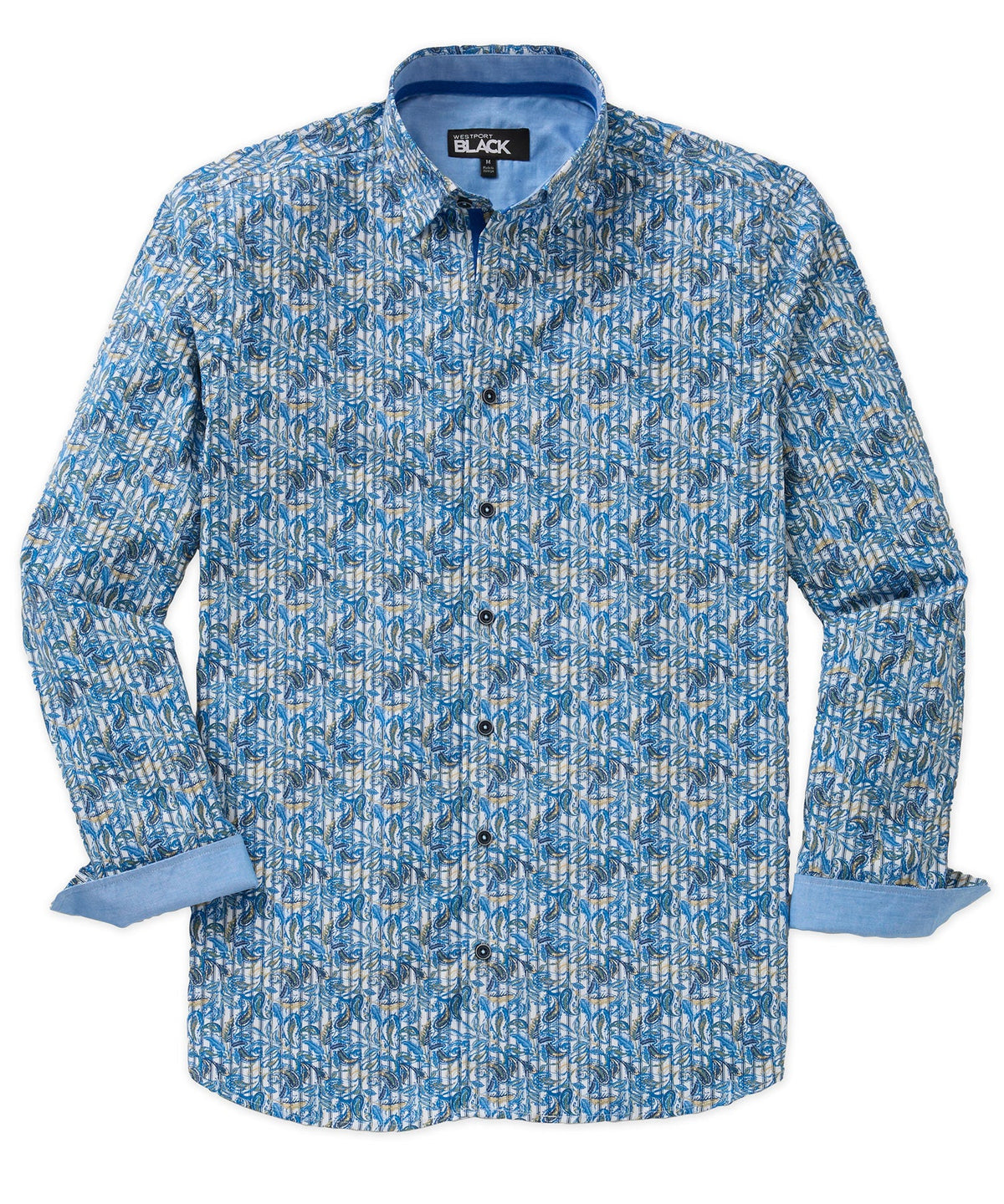 Long Sleeve Hidden Button Down Printed Sport Shirt – Multi