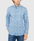 Long Sleeve Hidden Button Down Printed Sport Shirt – Multi