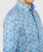 Long Sleeve Hidden Button Down Printed Sport Shirt – Multi
