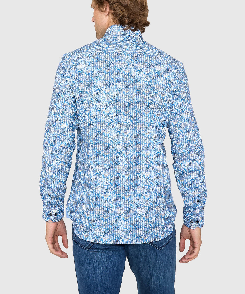 Long Sleeve Hidden Button Down Printed Sport Shirt – Multi