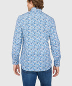 Long Sleeve Hidden Button Down Printed Sport Shirt – Multi