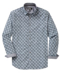 Long Sleeve Hidden Button Down Printed Sport Shirt – Grey