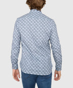 Long Sleeve Hidden Button Down Printed Sport Shirt – Grey