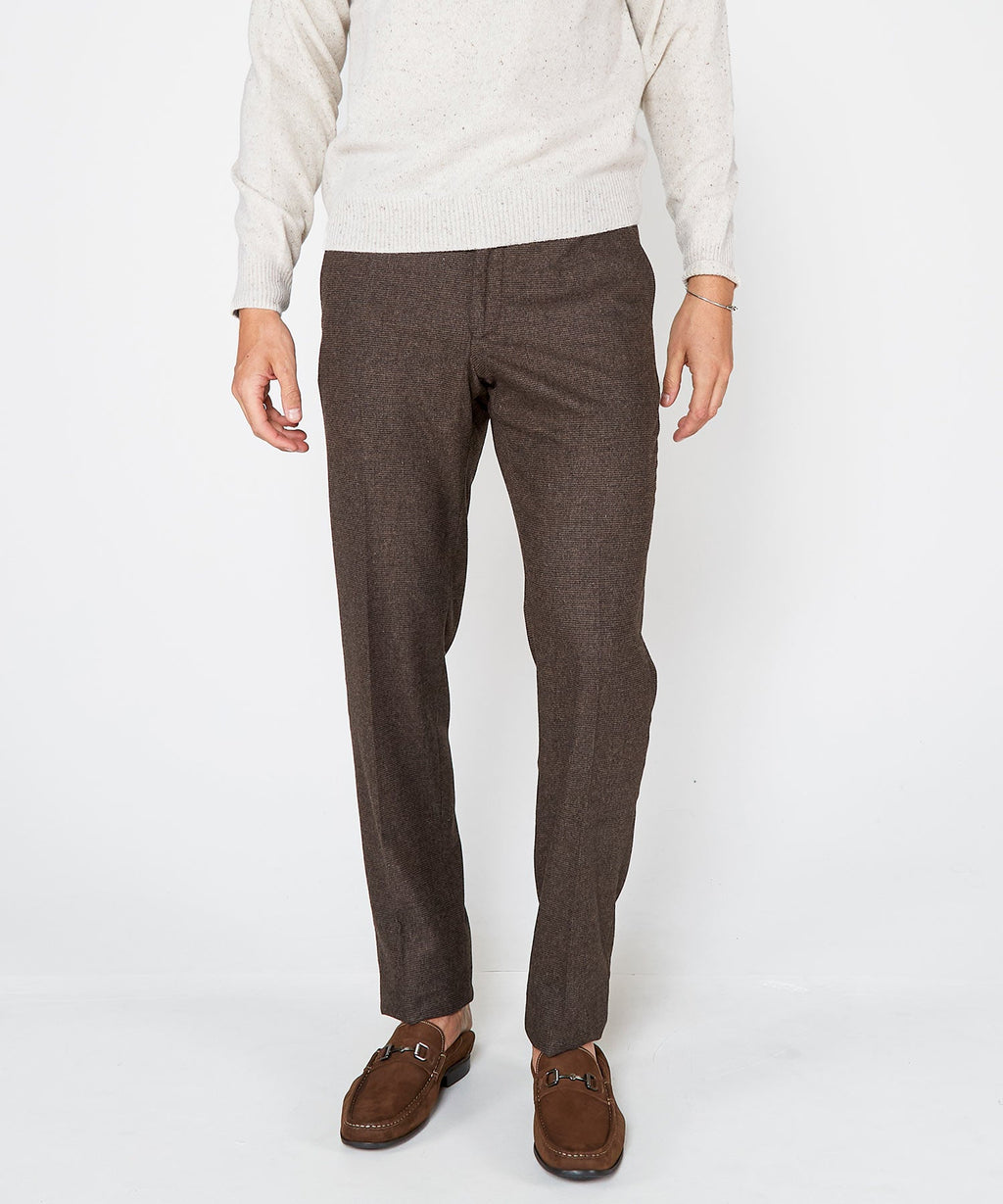 Flat Front Houndstooth Wool Blend Pant