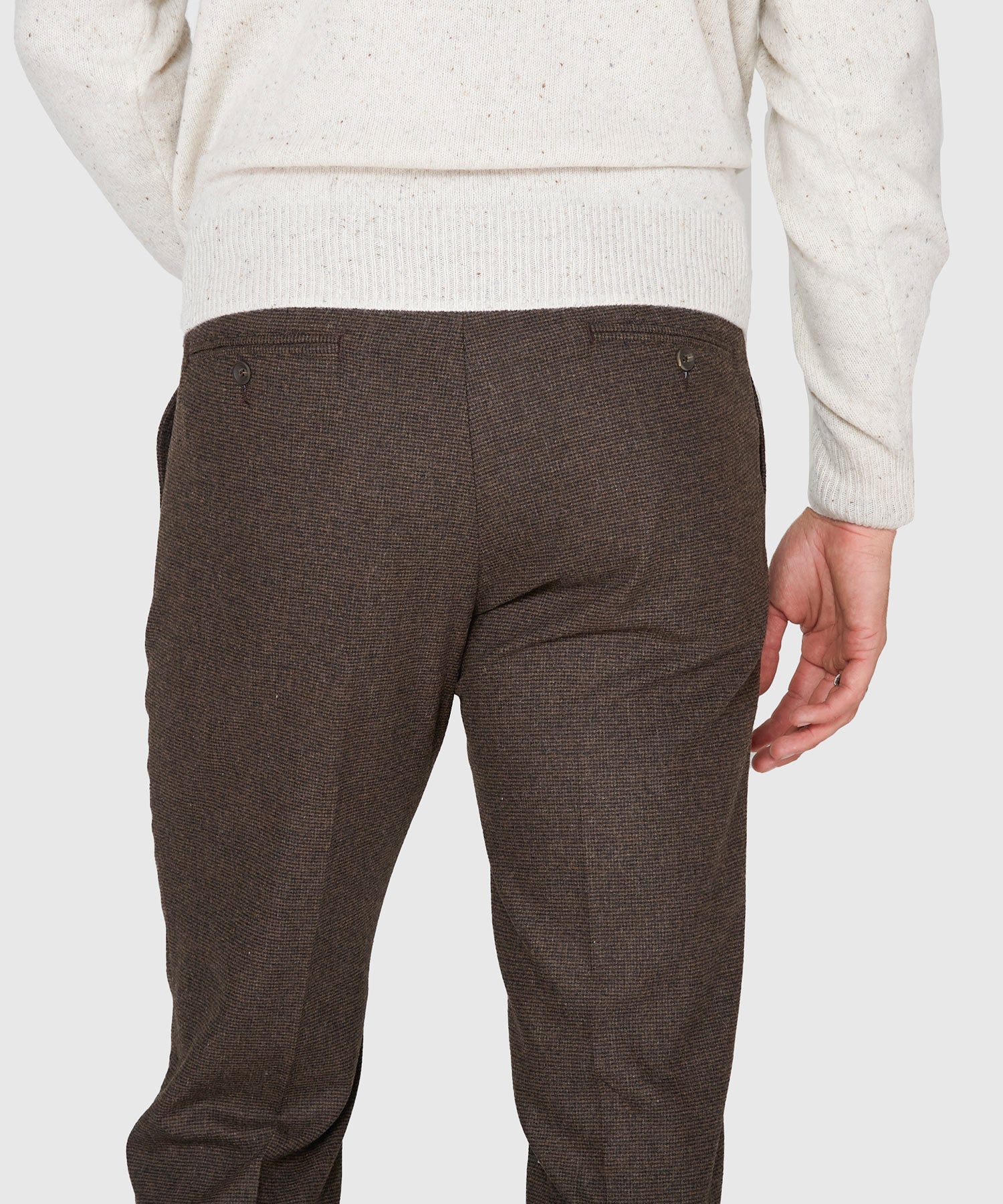 Flat Front Houndstooth Wool Blend Pant