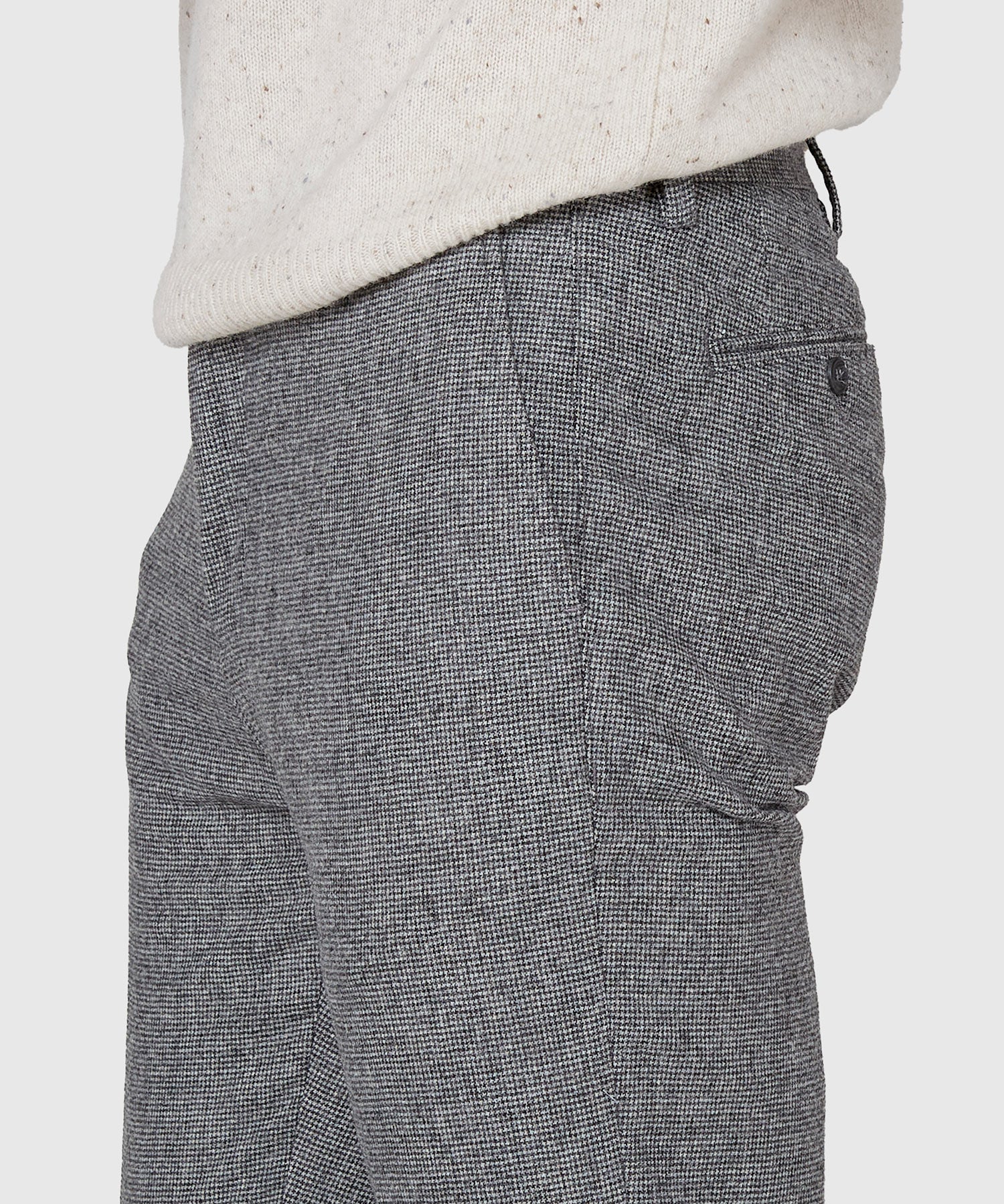 Flat Front Houndstooth Wool Blend Pant