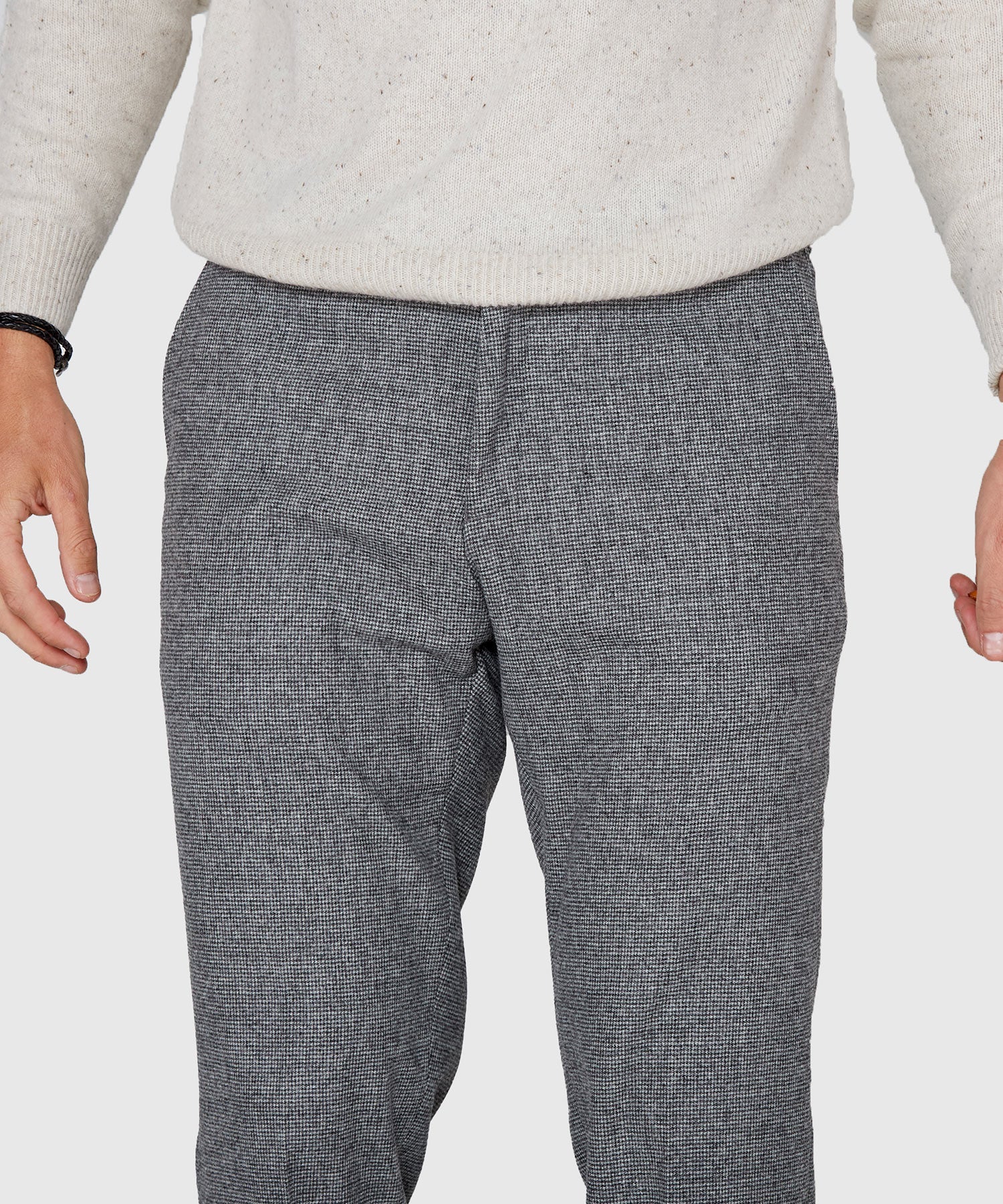 Flat Front Houndstooth Wool Blend Pant
