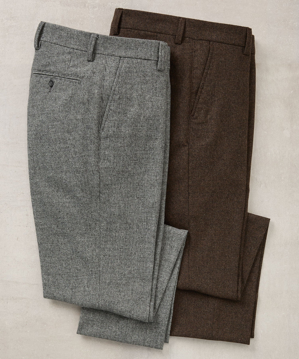 Flat Front Houndstooth Wool Blend Pant