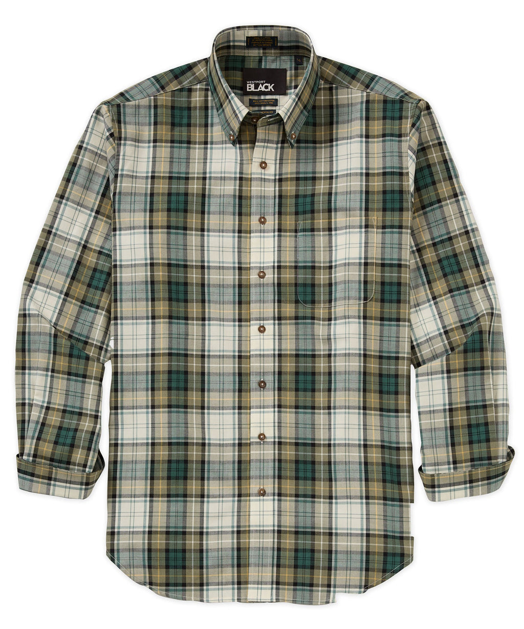 Long Sleeve Cotton Wool Plaid Sport Shirt – Sage