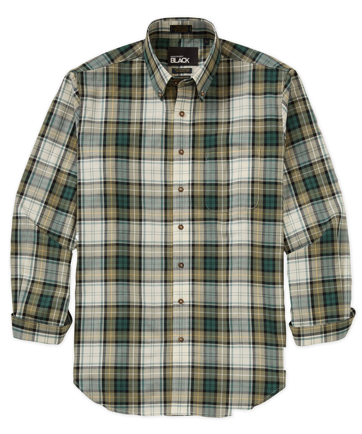 Long Sleeve Cotton Wool Plaid Sport Shirt – Sage