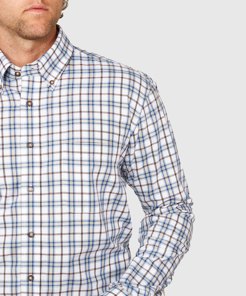 Long Sleeve Cotton Wool Plaid Sport Shirt – Multi