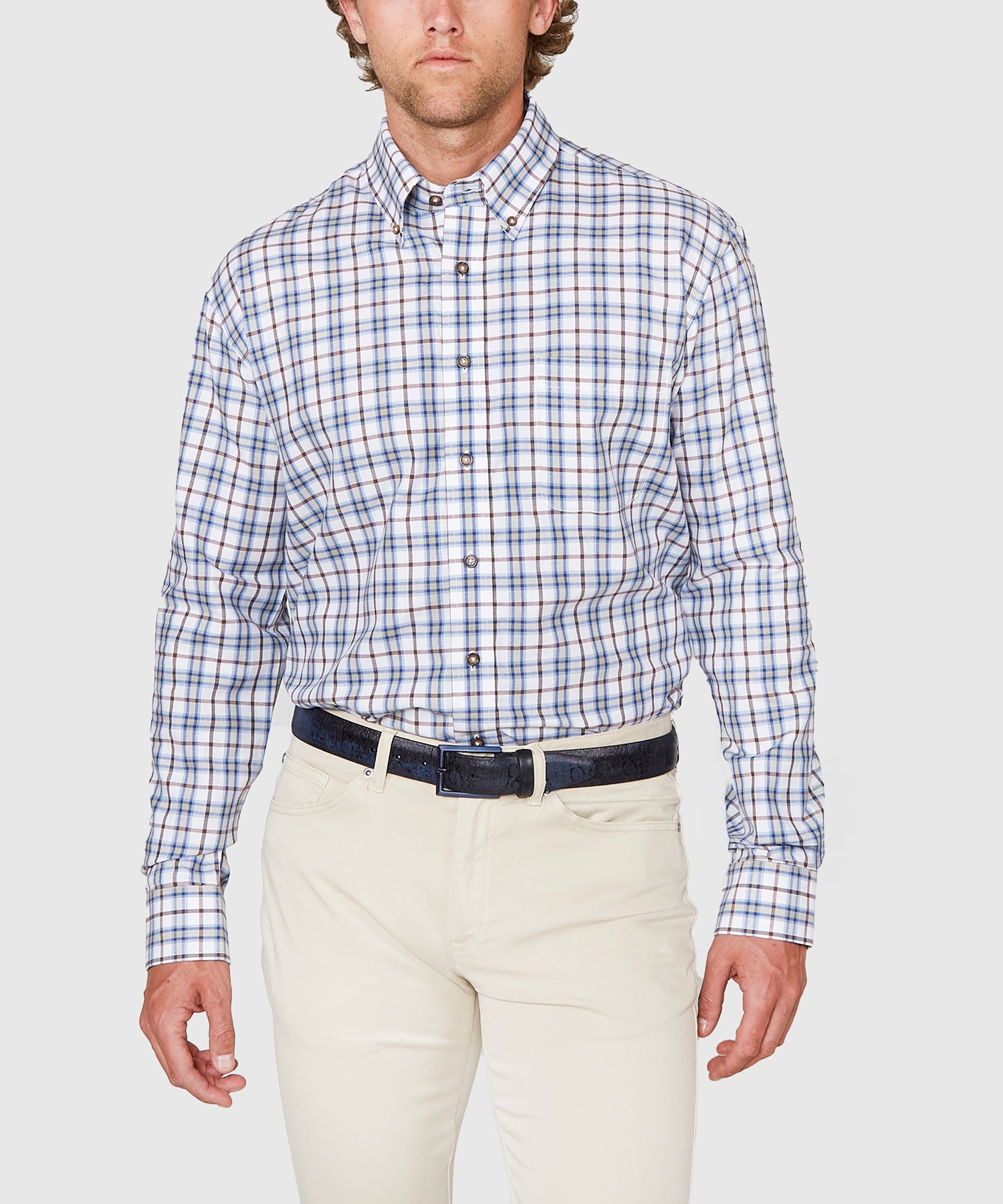 Long Sleeve Cotton Wool Plaid Sport Shirt – Multi