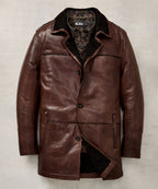 Mid-Length Lambskin Leather Jacket – Walnut
