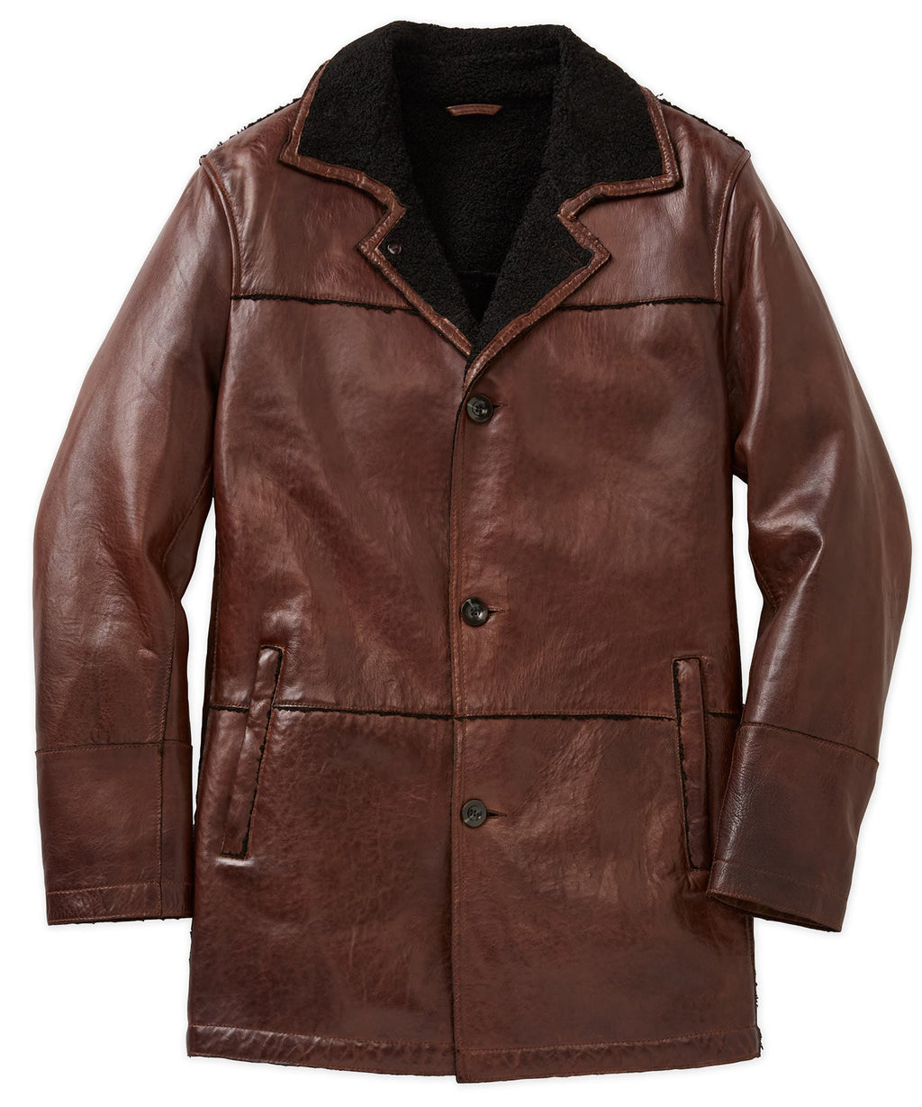 Mid-Length Lambskin Leather Jacket – Walnut