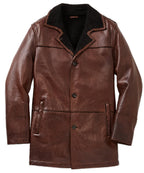Mid-Length Lambskin Leather Jacket – Walnut