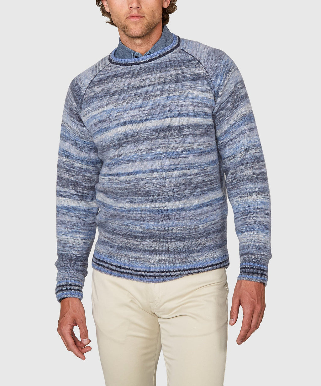 Brushed Alpaca Space Dye Crew Sweater – Blue Frost