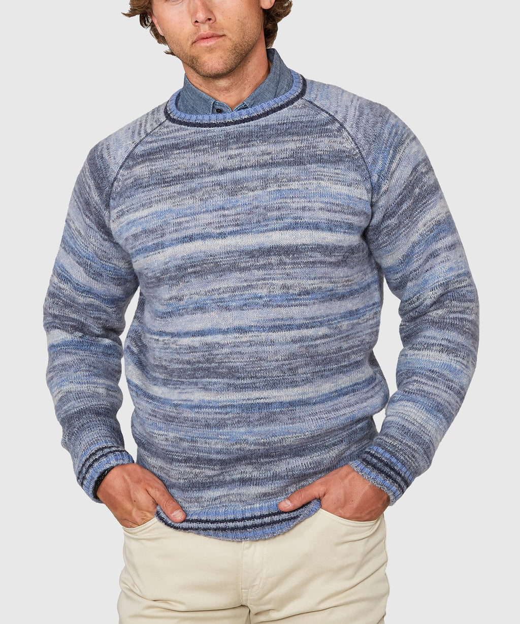 Brushed Alpaca Space Dye Crew Sweater – Blue Frost