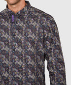 Long Sleeve Medallion Print Cotton Sport Shirt – Multi