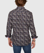 Long Sleeve Medallion Print Cotton Sport Shirt – Multi