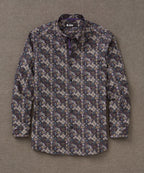 Long Sleeve Medallion Print Cotton Sport Shirt – Multi