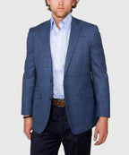 Two Button Plaid Wool Sport Coat – Blue