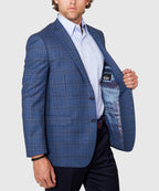 Two Button Plaid Wool Sport Coat – Blue
