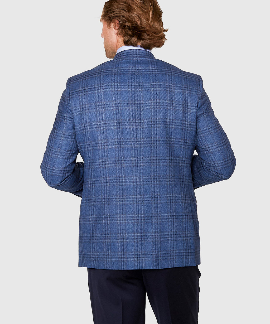 Two Button Plaid Wool Sport Coat – Blue