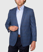 Two Button Plaid Wool Sport Coat – Blue
