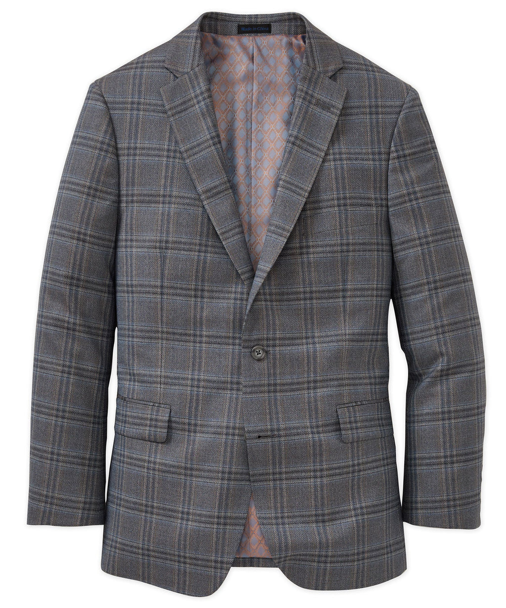 Two Button Windowpane Wool Sport Coat – Grey