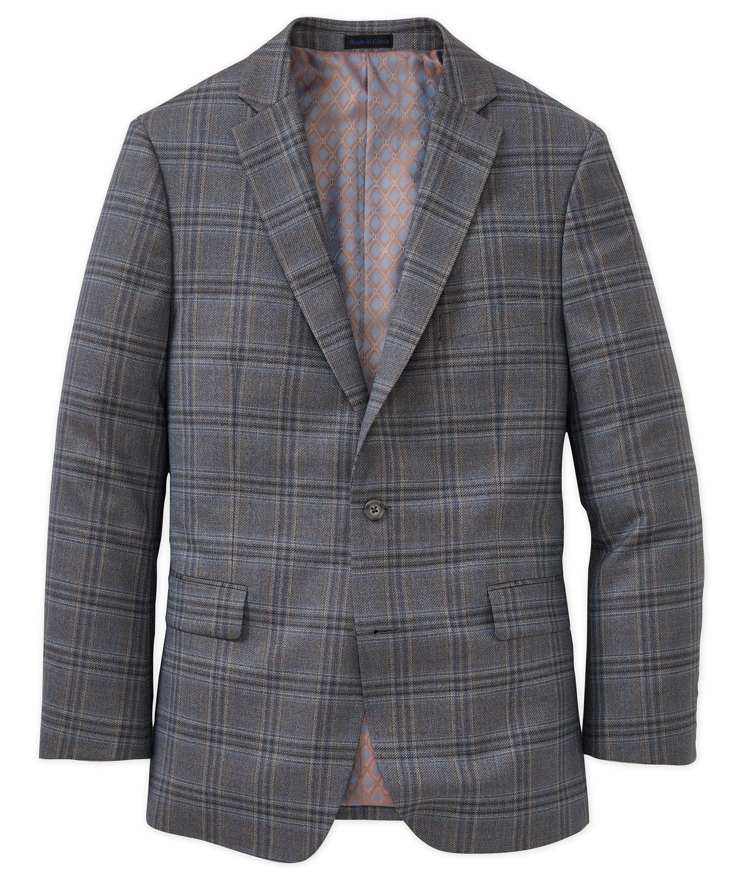 Two Button Windowpane Wool Sport Coat – Grey