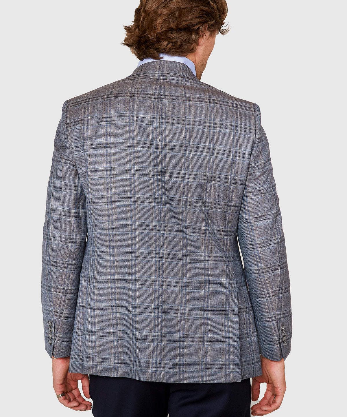 Two Button Windowpane Wool Sport Coat – Grey