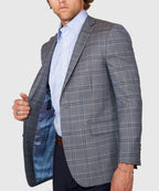 Two Button Windowpane Wool Sport Coat – Grey