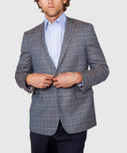 Two Button Windowpane Wool Sport Coat – Grey